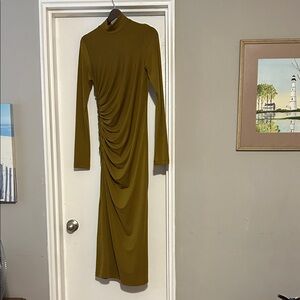 H&M Mustard Long Sleeve Ruched Dress